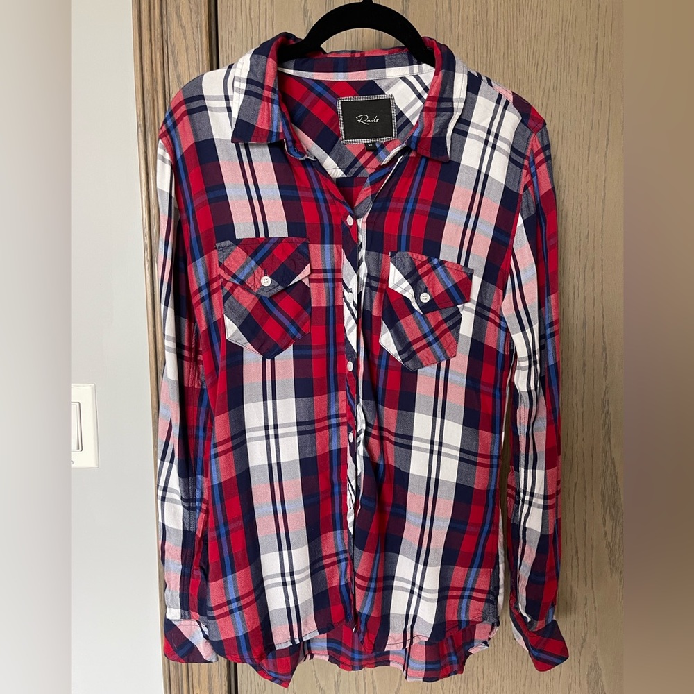 Rails womens plaid button up shirt